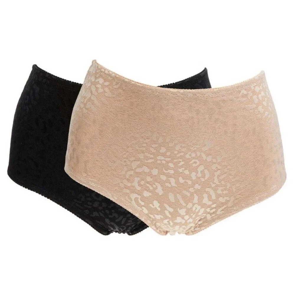 Rhonda Shear Jacquard Smoothing Brief 2 Pack 2X - Picture 2 of 7